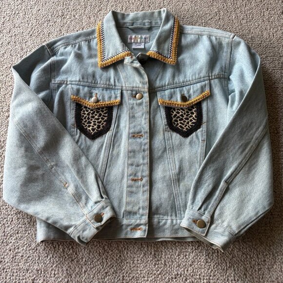 Vintage Kolorway Embroidered Denim Jacket - Size L - Picture 7 of 12